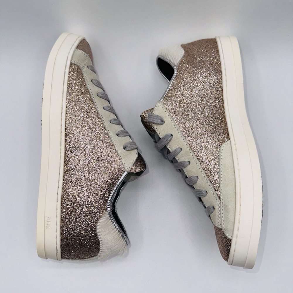 P448 John Sneakers Women's Size 6 EU 36 Bronze Gold Glitter Leather - Picture 8 of 15